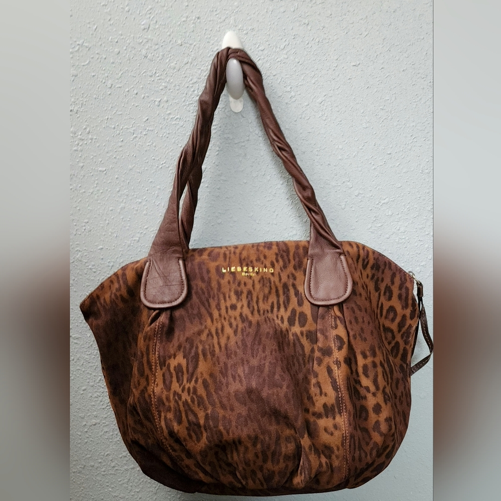 Liebeskind Giulia Large microsuede Leopard /Cheetah Tote Hobo Shoulder Bag